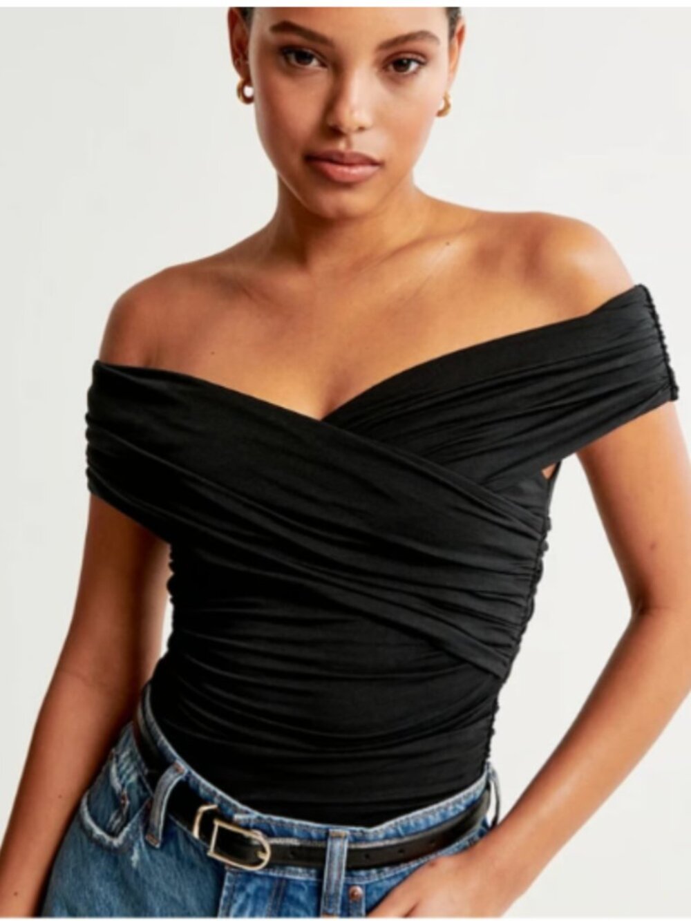 Abercrombie & Fitch | Black Modal-Blend Off the Shoulder Top